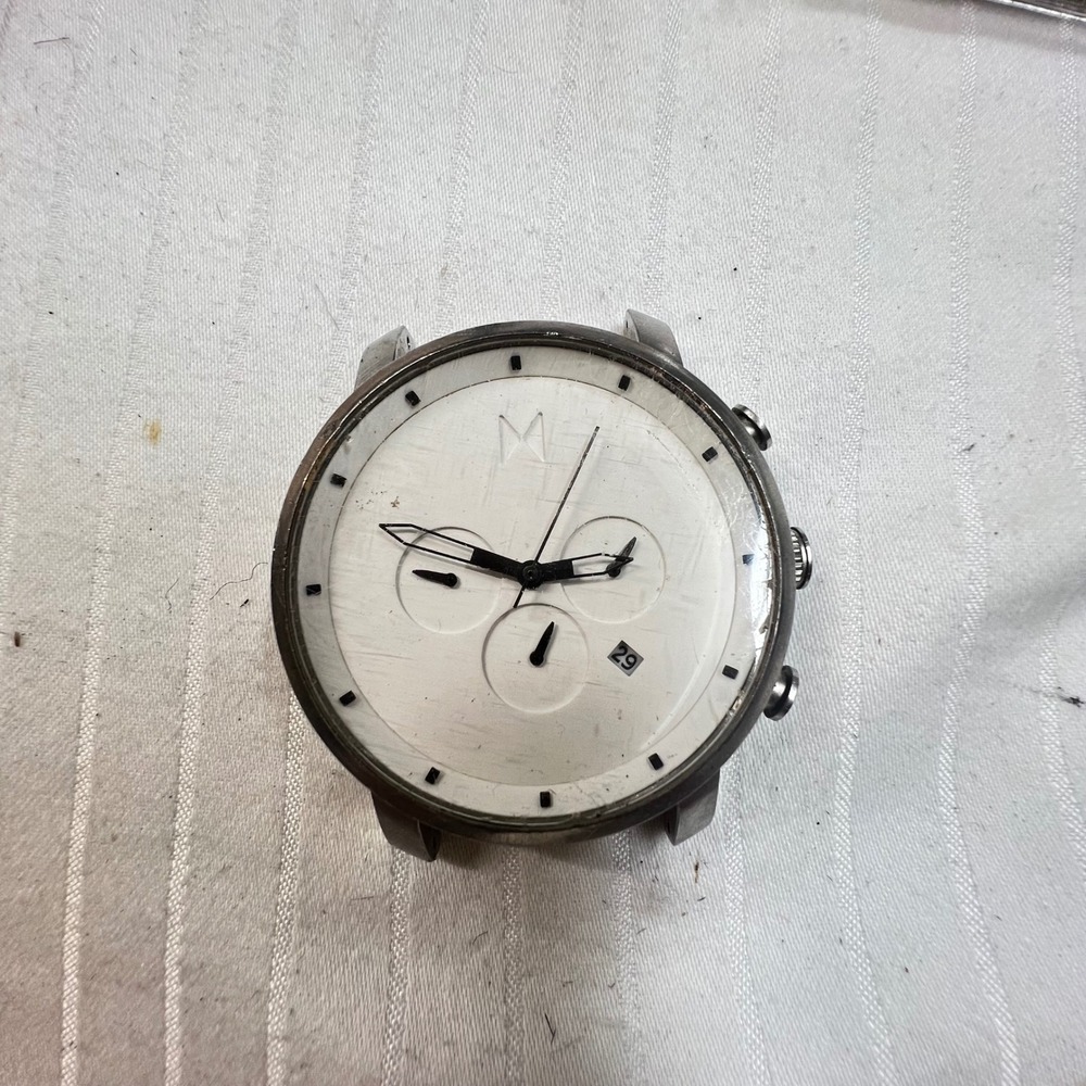 MVMT Chrono C12 Mens Watch 45mm Silver Stainless Steel White Dial Date 5ATM